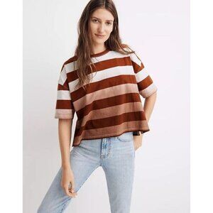 Madewell Dip-Dye Oversized‎ Tee in Groton Stripe XS